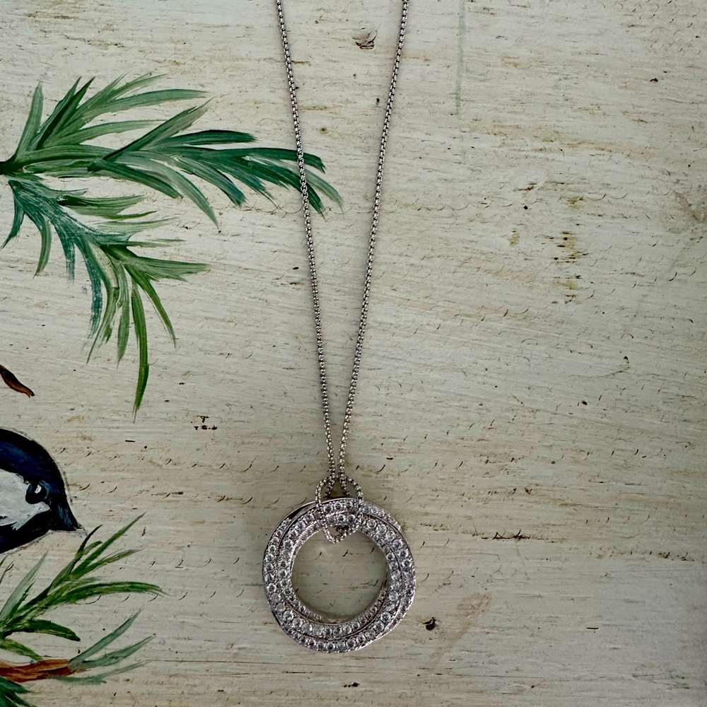 David Yurman~ pave circle pendant necklace with adjustable chain.